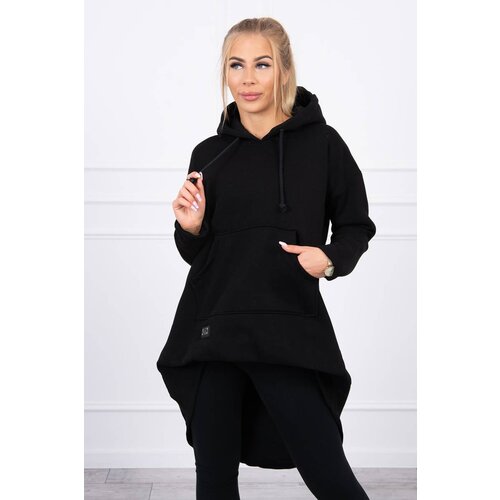Kesi Reinforced sweatshirt with long back and hood black Slike