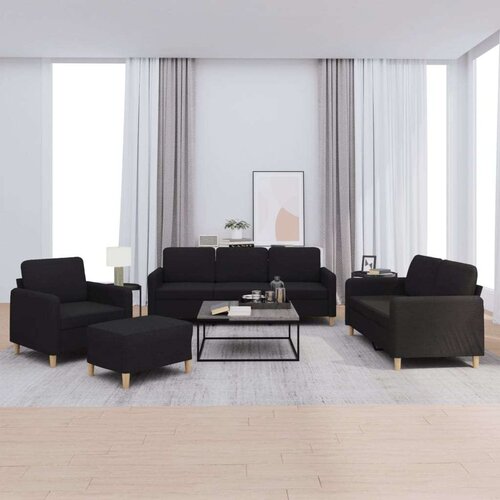  4-dijelni set sofa s jastucima crni od tkanine Cijene