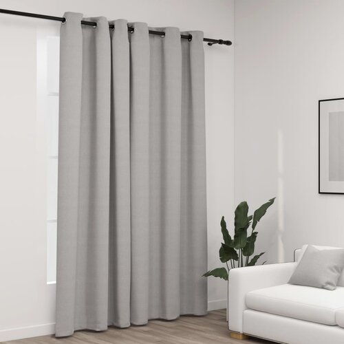 vidaXL Zavjesa za zamračivanje s prstenima siva 290 x 245 cm Cijene
