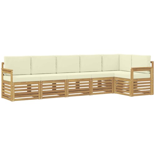  Set vanjskih sofa 6 pcs Bijela i krem 306 x 128,5 x 73 cm Slike