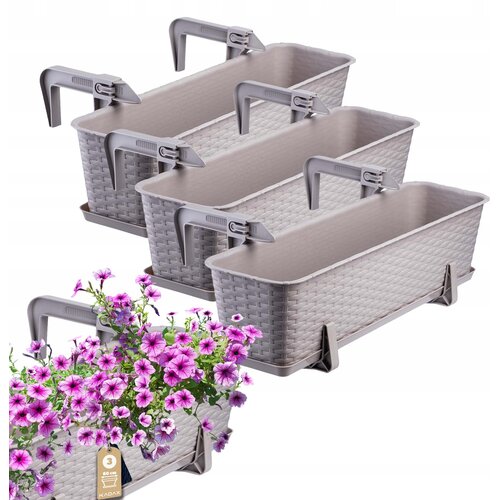KADAX Balkonski lonec 60 cm, stojalo za cvetlične lončke, ročaji, 3 kosi, (5000346121) Slike