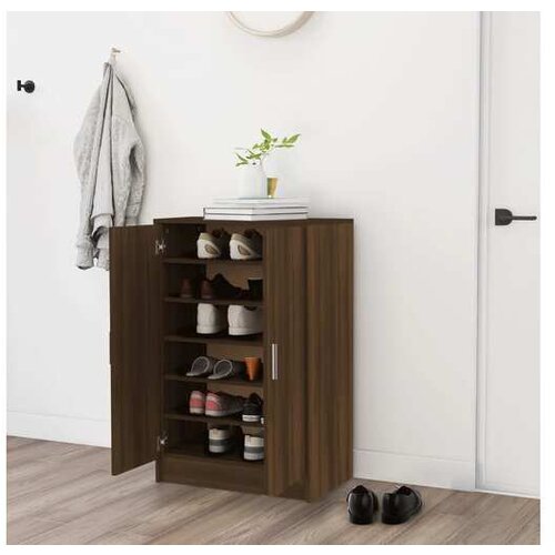  Omarica za čevlje rjav hrast 60x35x92 cm konstruiran les Slike