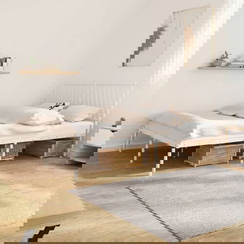 The Living Store Kovinski posteljni okvir z vzglavjem bel 140x200 cm - Posteljni Okvir, (21527205) Cene