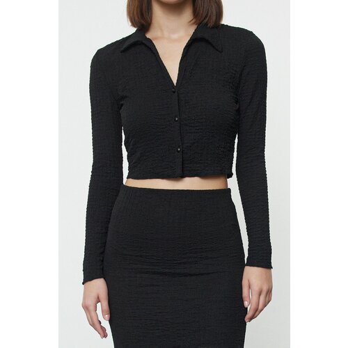 Trendyol Black Jacquard-Knit Bottom-Top Set Slike