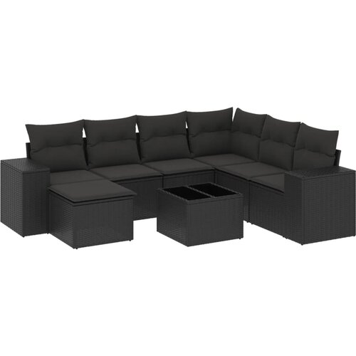Maison Chic Seti vrtnega pohištva - Vrtna garnitura - Vrtni pohištvo set 8-delna z blazinami črn poli ratan, (21800843) Cene