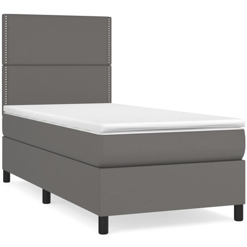 Maison Chic Box spring postelja - Vzmetna postelja z vzmetnico siv 100x200 cm umetno usnje SL19687, (21893572) Cene