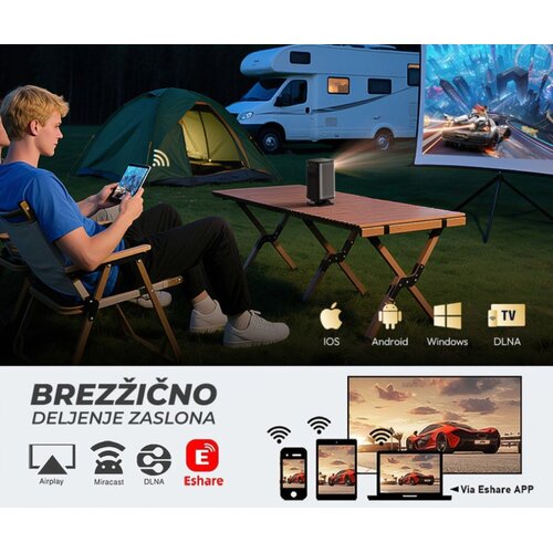 Byintek prenosni 3D led dlp projektor ufo P70X, android, 2 gb + 32 gb, daljinec, črn, (5000011540) Slike