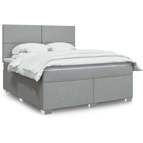 VidaXL Krevet s oprugama i madracem svjetlosivi 180x200 cm od tkanine Slike