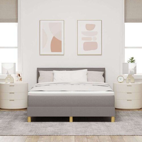  Krevetski okvir s madracem i LED taupe 140x190 cm tkanina Slike