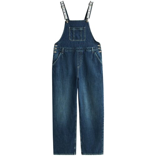 Tommy Jeans Kavbojke z naramnicami moder denim Cene