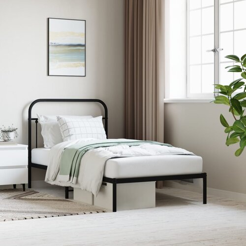 VidaXL Metalni okvir za krevet s uzglavljem crni 100x190 cm Slike
