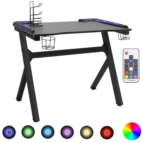 Maison Chic gaming miza - računalniška miza LED Y-oblike črna 110x60x75 cm, (21785013) Cene