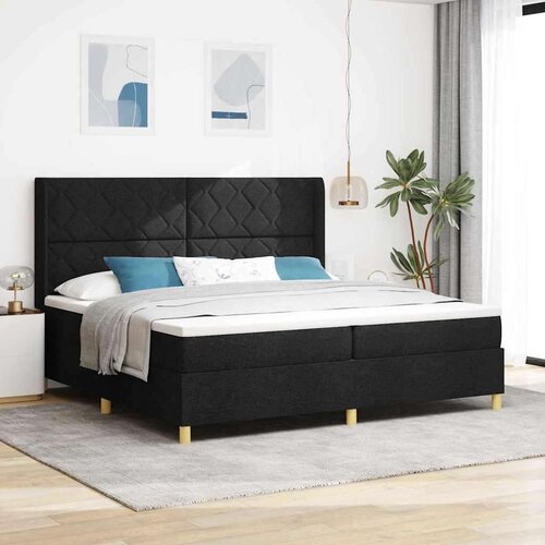 Box Spring postelja z vzmetnico in LED črna 200x200 cm tkanina, (22049708) Cene