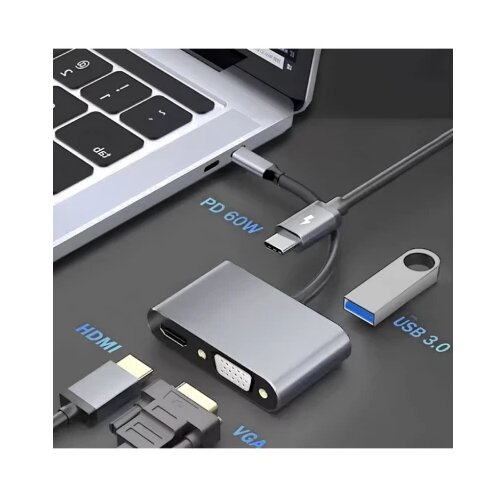 Changzhou Avi co.,ltd 4u1 USB HUB, HDMI+USB-A+VGA i USB-C(PD) HUB-USBC1/4 Cene