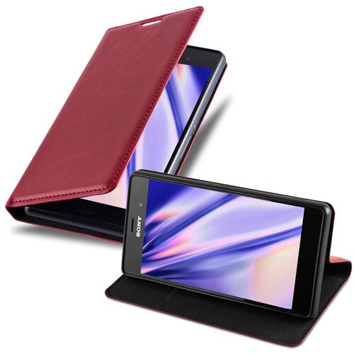 Cadorabo Ohi&scaron;je, združljivo z Sony Xperia Z3 v rdeče jabolko - Za&scaron;čitni ovitek z magnetnim zapiranjem, stoječo funkcijo in režo za kartice, (20549443) Cene