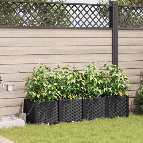  Vrtna saksija 4 pcs Crna 160 x 40 x 37,5 cm Plastika Cene