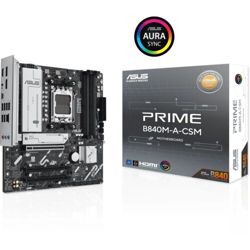 Asus PRIME B840M-A-CSM, DDR5, SATA3, USB3.2Gen2, DP, 2.5GbE, AM5 mATX Slike