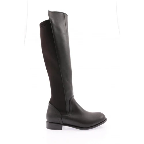 DGN 501 Women's Back Stretch Zip Up Knee High Flats Boots.