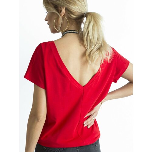 Fashion Hunters Ženska krema s V izrezom za majicu tamnocrvena | Crveno Slike
