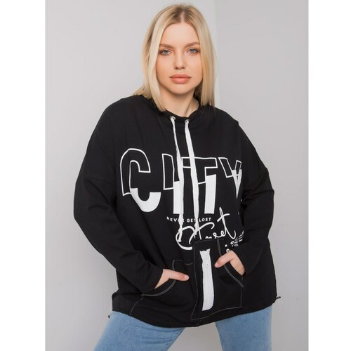 Fashion Hunters Black plus size sweatshirt with print and pockets Slike