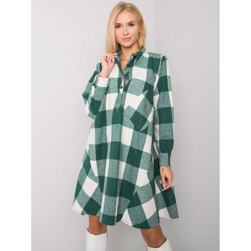 Fashion Hunters Green and white plaid shirt dress by Sovvina Slike
