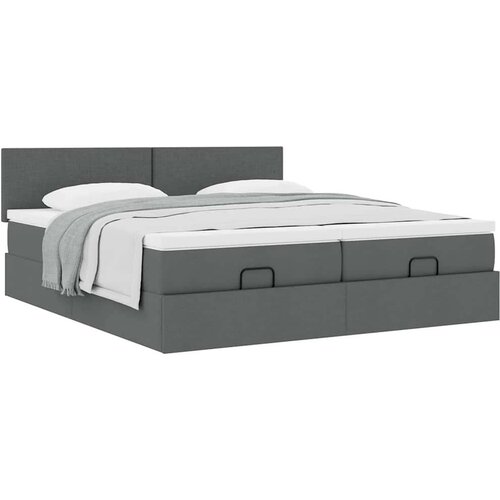 VidaXL otomanski okvir kreveta s madracima tamnosivi 200x200cm tkanine Slike