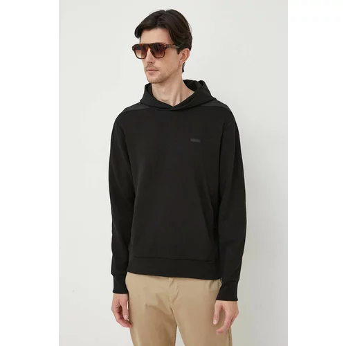 Calvin Klein Pulover moška, črna barva, s kapuco