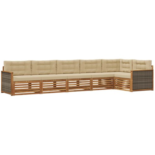 vidaXL Zunanja garnitura za sedenje z blazino 6 pcs Naravna in bež, (5000281312) Cene