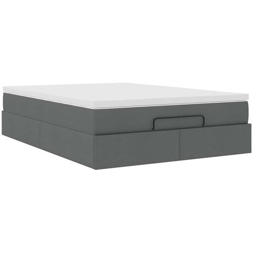  Otomanski krevet s madracem tamnosivi 140x190cm od tkanine Slike