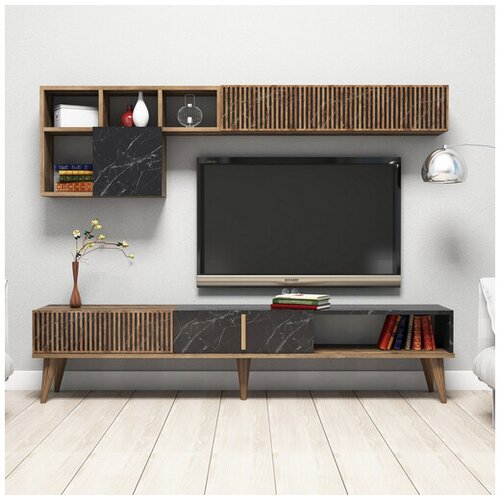 Hanah home TV jedinica, Milan - Walnut, Black Cijene