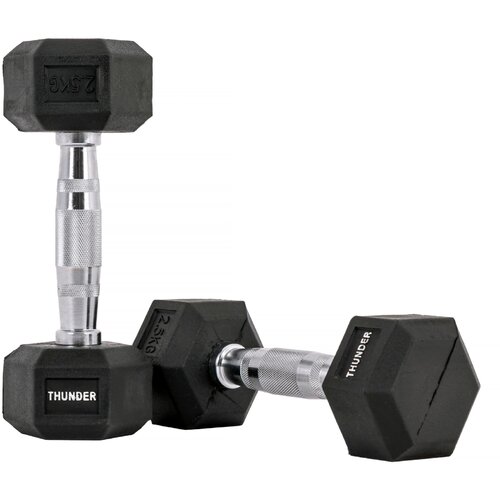 THUNDER Heksagonalna utež &reg; 2,5 kg &ndash; gumirana, proti zdrsu, za domači in profesionalni trening, (5000090230) Cene
