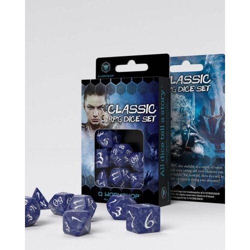 Q-Workshop kockice - classic rpg cobalt & white - dice set (7) Slike