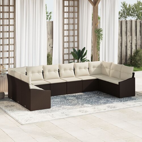 vidaXL set vrtnih sofa Set od 10 Bež Ratan Vrtna ljubavna sjedalica Cene
