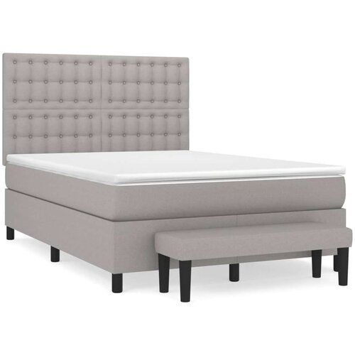  Krevet box spring s madracem svjetlosivi 140x200 cm od tkanine Slike