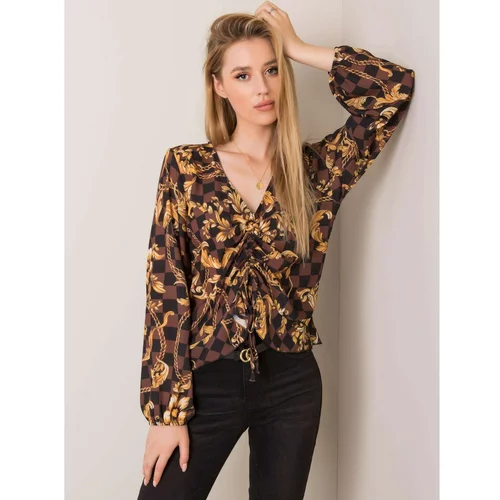 Fashion Hunters Brown and black blouse with a print