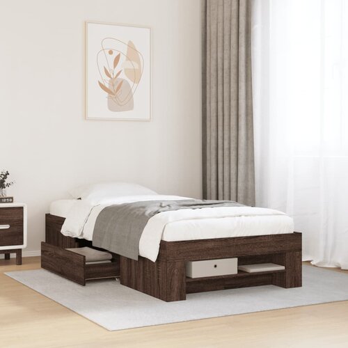 Furnova Posteljni okvir brez vzmetnice hrast 100x200 cm inženirski les, (21938279) Slike