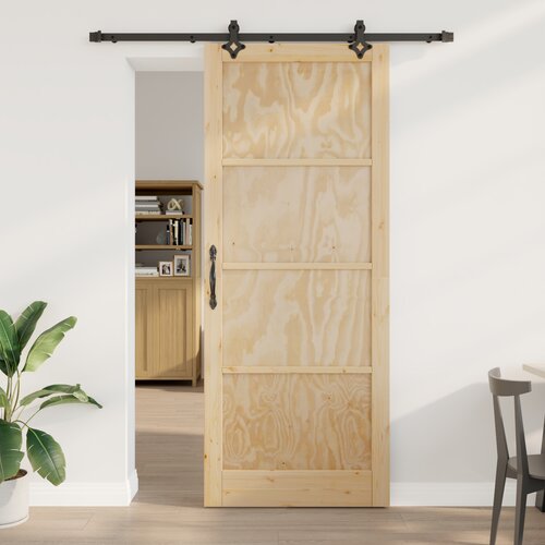 vidaXL Drsna vrata s kompletom strojne opreme 93x232 cm iz trde borovine, Notranja vrata 'ORKDAL'93x232x4 cm iz trde borovine Cene