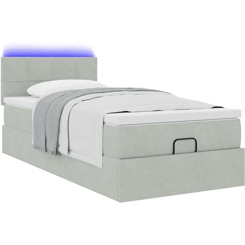 VidaXL Okvir kreveta s madraca svijetlosivi 90x190cm bar&amp;scaron;unasti Slike