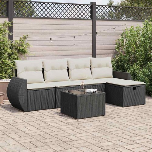 vidaXL 6-dijelni set vrtnih sofa s jastucima crni od poliratana Cijene