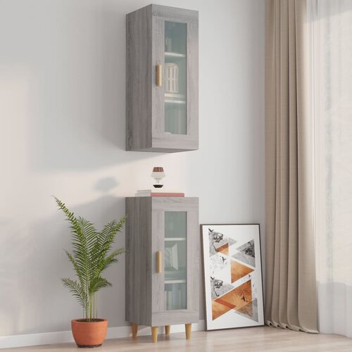 VidaXL Viseča stenska omarica siva sonoma 34,5x34x90 cm Slike