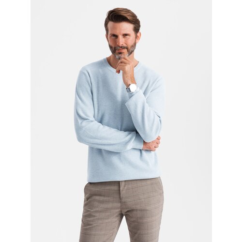 Ombre Men&amp;#039;s m&amp;eacute;lange structured knit sweater - blue Slike