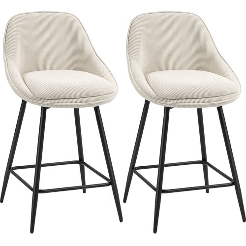 HOMCOM barski stol poliester, jeklo 52D x 49&Scaron; x 88V cm Krem bel, (5000242637) Cene