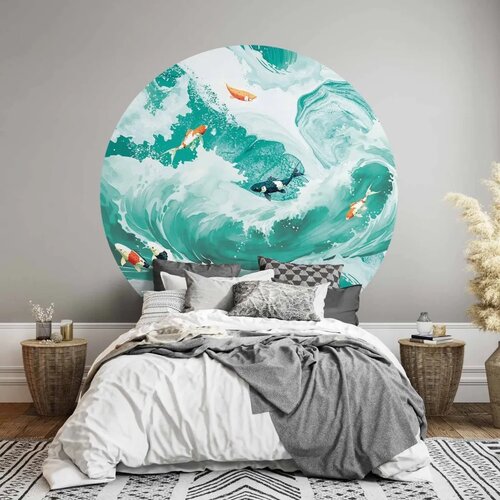  Okrugla fototapeta - Fish and waves 280x280 Slike