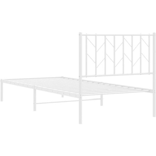 VidaXL Metalni okvir za krevet s uzglavljem bijeli 90 x 190 cm Slike