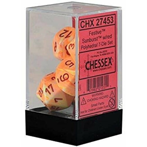 Chessex Kockice - Festive - Sunburst & Red (7) Cene