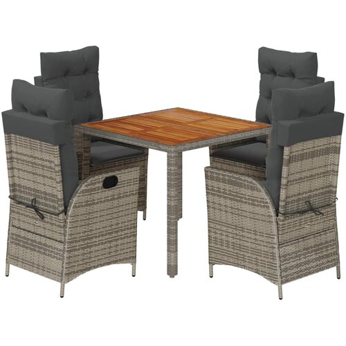  5-dijelni vrtni blagovaonski set sivi od poliratana Siva 90 cm table length Slike