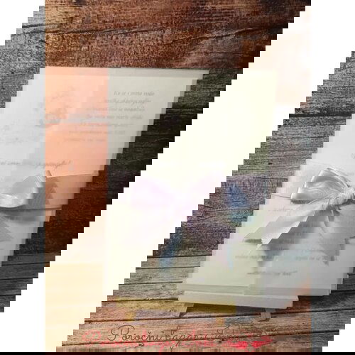  Vabilo za krst z angelčkom, pavs papirjem in pentljico roza REK55 Cene