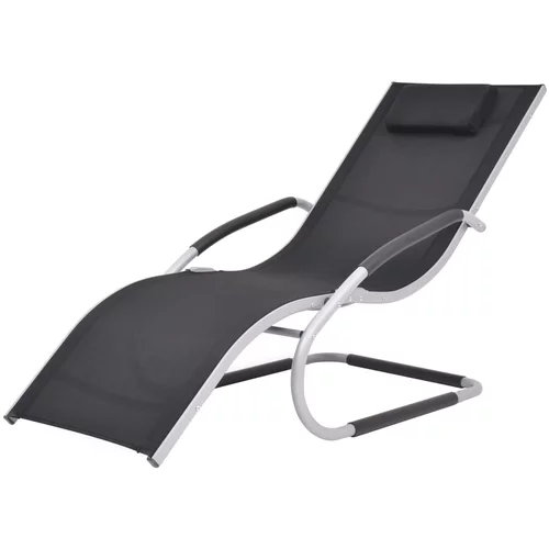  Ležaljka za sunčanje s jastukom od aluminija i tekstilena crna