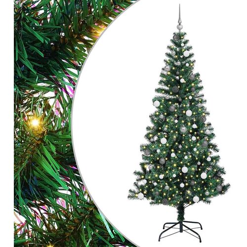 VidaXL Umjetna preddekorirana božićna jelka med 300 LED Zelena 240 cm, (5000074929) Slike