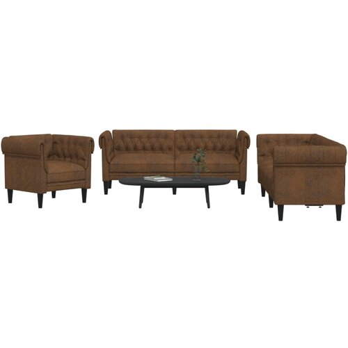  3-dijelni set sofa smeđi od tkanine Slike